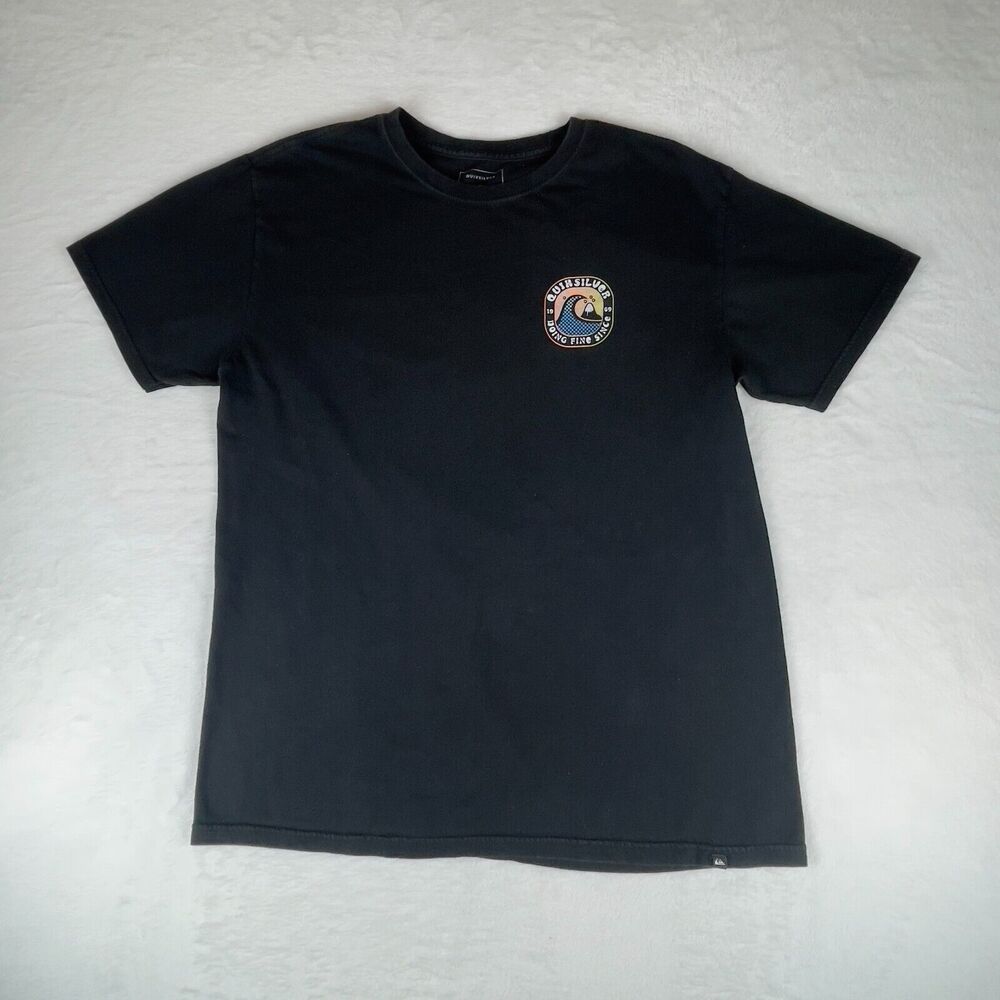 Quiksilver Shirt Mens Large Black Casual Short Sleeve Pullover Another Story Tee